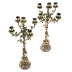 Подсвечники из бронзы на 10 свечей на подставке из камня креноид Stone Candlestick варинант исполнения - 2 | Loft Concept в Твери