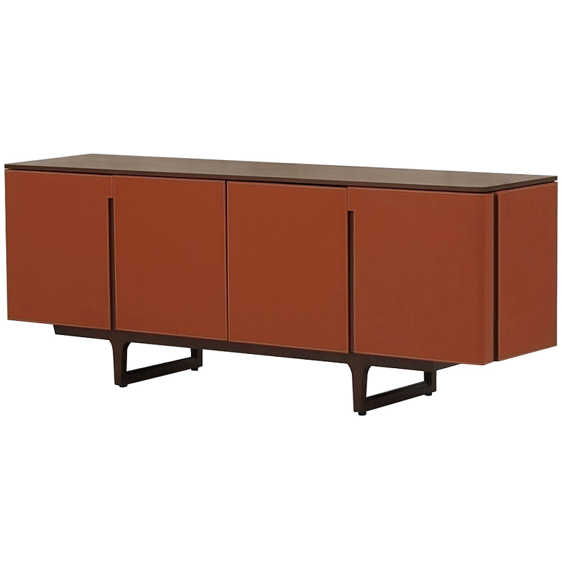 Комод с декором из кожи Orange Leather Chest of Drawers Оранжевый Коричневый Комод с декором из кожи Orange Leather Chest of Drawers Оранжевый Коричневый в Твери | Loft Concept