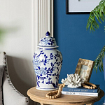 Ваза с крышкой и синим цветочным узором Blue & White Ornament  варинант исполнения - 8 | Loft Concept в Твери