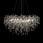 Люстра подвесная с прозрачными стеклянными подвесками в форме капель Диаметр 80 см Droplet Chandelier варинант исполнения - 6 | Loft Concept в Твери