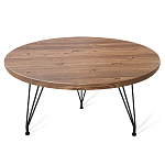 Стол журнальный c коричневой круглой столешницей на трех металлических ножках Charm Coffee Table варинант исполнения - 1 | Loft Concept в Твери