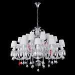 Люстра многоярусная с 30-ю белыми текстильными абажурами и хрустальными подвесками Lustre Reverie варинант исполнения - 2 | Loft Concept в Твери