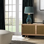 Настольная лампа с коническим дымчато-зелёным абажуром из искусственного шёлка Quintiesse варинант исполнения - 3 | Loft Concept в Твери