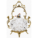 Конфетница с бронзовой ручкой и фарфоровой птичкой на крышке Eden Garden варинант исполнения - 1 | Loft Concept в Твери