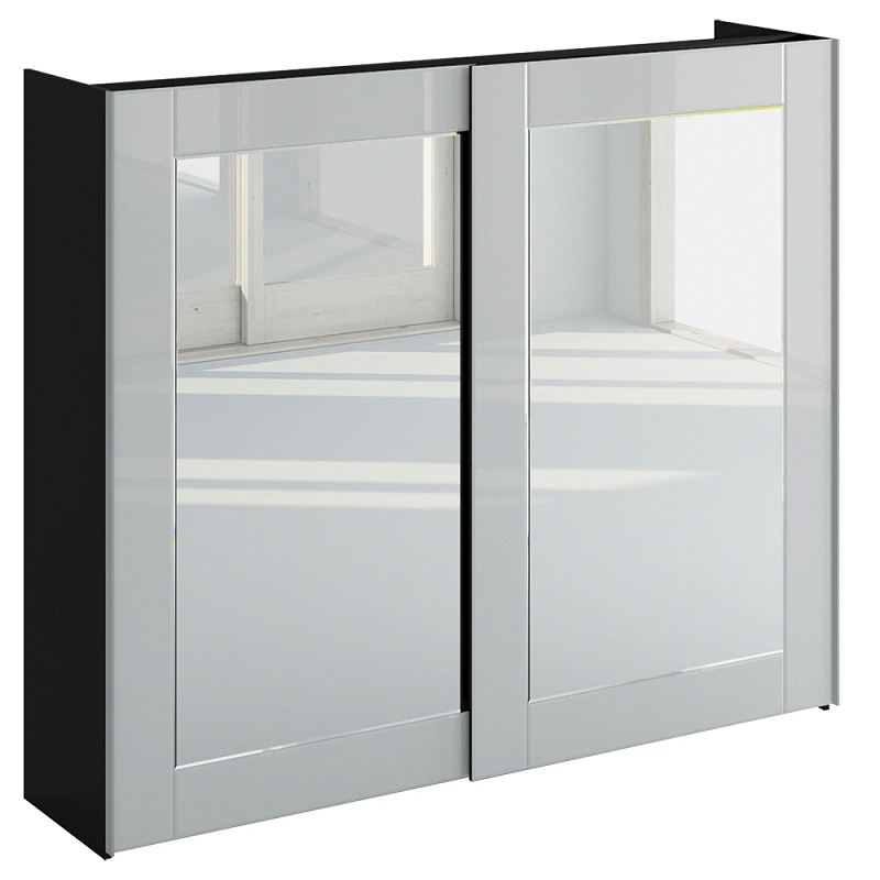 Шкаф-купе White Crystal Черный Белый Зеркало в Твери | Loft Concept 