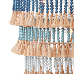 Люстра трехъярусная с декором из круглых деревянных бусин с кисточками Blue Wooden Beads Chandelier варинант исполнения - 2 | Loft Concept в Твери