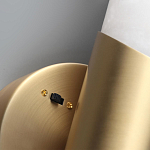 Бра с вытянутым цилиндрическим плафоном из белого алебастра на круглом основании Латунь Cryptocrystalline Stone варинант исполнения - 3 | Loft Concept в Твери