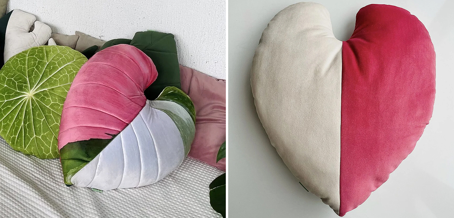 Декоративная подушка Botanical Cushion Filodendron Pink Princess Декоративная подушка Botanical Cushion Filodendron Pink Princess - Loft-Concept в Твери
