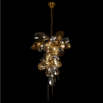 Люстра подвесная вытянутой формы с плафонами из стекла и металла с двумя вертикальными подвесками Gilded Mirage  варинант исполнения - 3 | Loft Concept в Твери