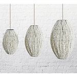 Подвесной светильник вертикальной овальной формы украшенный белыми круглыми бусинами Gradient Oval Pendant Lamp White варинант исполнения - 1 | Loft Concept в Твери