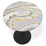 Стол журнальный с круглой столешницей из стекла Gray and Gold Marble варинант исполнения - 2 | Loft Concept в Твери