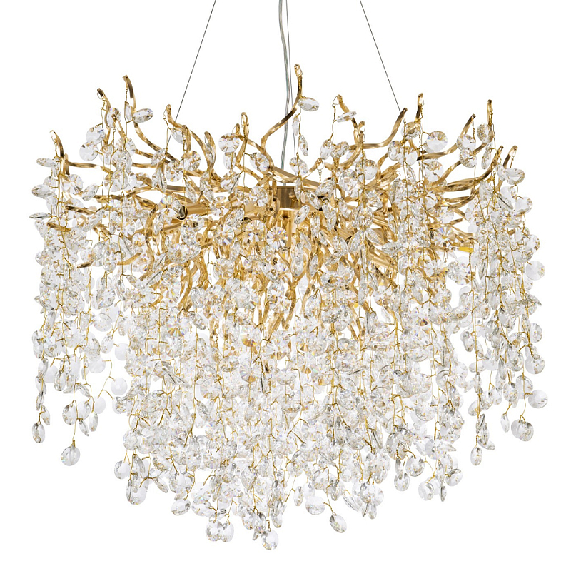 Люстра с хрустальными подвесками на металлических ветках Fairytree Light Gold Chandelier 14 Золотой Прозрачный Люстра с хрустальными подвесками на металлических ветках Fairytree Light Gold Chandelier 14 Золотой Прозрачный в Твери | Loft Concept