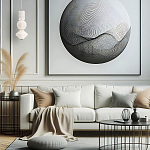 Подвесной светильник белого цвета с тремя геометрическими плафонами Alora Mood варинант исполнения - 7 | Loft Concept в Твери