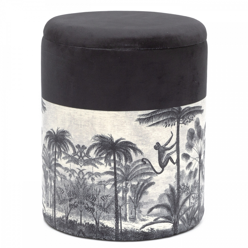 Пуф PUF Jungle Print с крышкой Мульти Черный Пуф PUF Jungle Print с крышкой Мульти Черный в Твери | Loft Concept