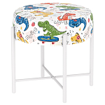 Пуф детский круглый с принтом на 4-х белых ножках Dinosaurs CHILDHOOD варинант исполнения - 1 | Loft Concept в Твери