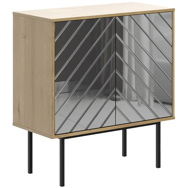 Шкаф-буфет с зеркальным декором Serena Cupboard Зеркало Бежевый Черный Шкаф-буфет с зеркальным декором Serena Cupboard Зеркало Бежевый Черный в Твери | Loft Concept