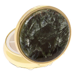 Таблетница карманная круглая с 3-мя отделениями и накладкой из натурального камня Серафинит Gold Stone Pillboxes варинант исполнения - 2 | Loft Concept в Твери