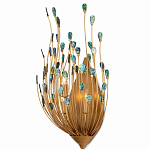Бра настенное золотое с декором из бирюзовых элементов Peacock Tail варинант исполнения - 2 | Loft Concept в Твери