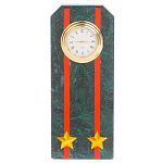 Часы погон ВС подарочные настольные из натурального камня Змеевик Military Clock варинант исполнения - 13 | Loft Concept в Твери