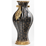 Ваза черного цвета из фарфора с золотистым узором и бронзовыми ручками Высота 39.5 см Eden Garden porcelain and bronze варинант исполнения - 1 | Loft Concept в Твери