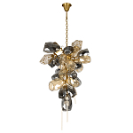 Люстра подвесная вытянутой формы с плафонами из стекла и металла с двумя вертикальными подвесками Gilded Mirage  варинант исполнения - 2 | Loft Concept в Твери