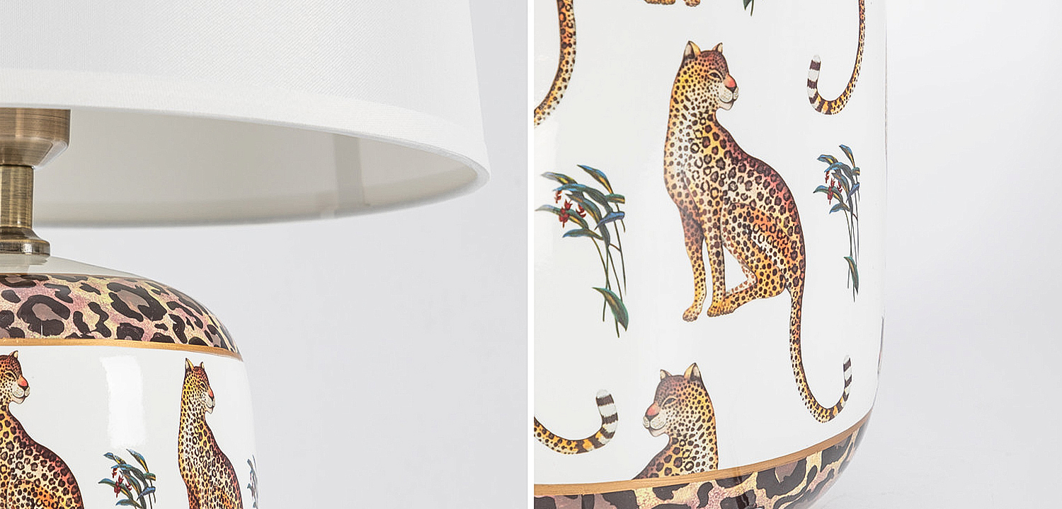 Настольная лампа с абажуром Leopard Lampshade White Настольная лампа с абажуром Leopard Lampshade White - Loft-Concept в Твери