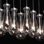 Люстра с 9-ю прозрачными плафонами из стекла в форме капли на прямоугольном потолочном основании цвета хром Lucid Rain  варинант исполнения - 5 | Loft Concept в Твери