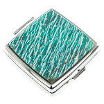 Таблетница карманная квадратная с 2-мя отделениями с зеркалом и накладкой из натурального камня Амазонит Silver Stone Pillboxes варинант исполнения - 1 | Loft Concept в Твери