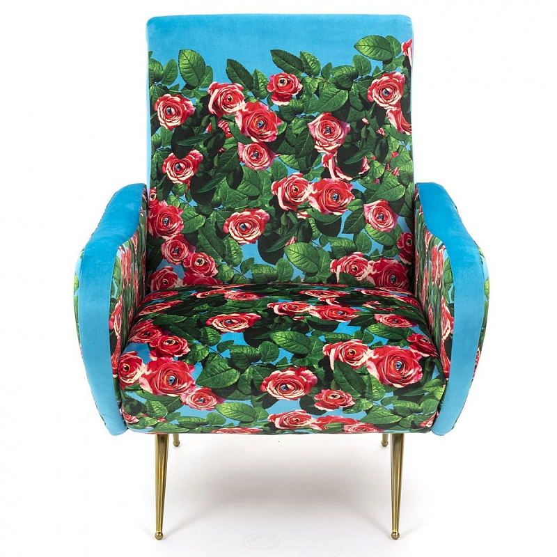 Кресло Seletti Armchair Roses Бирюзовый Красный Латунь в Твери | Loft Concept 