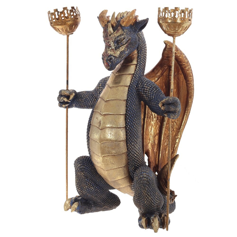Подсвечник Дракон Dragon with Two Candlesticks Мульти Золотой Синий Коричневый Подсвечник Дракон Dragon with Two Candlesticks Мульти Золотой Синий Коричневый в Твери | Loft Concept