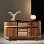 Дизайнерский комод овальный с фактурным фасадом и вставками из плетеных элементов Ambar варинант исполнения - 1 | Loft Concept в Твери