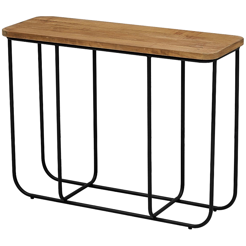 Консоль с деревянной столешницей Lyon Wood Metal Console Коричневый Черный Консоль с деревянной столешницей Lyon Wood Metal Console Коричневый Черный в Твери | Loft Concept