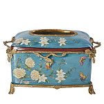 Салфетница прямоугольная голубого цвета с цветами и бабочками Blue Garden варинант исполнения - 1 | Loft Concept в Твери