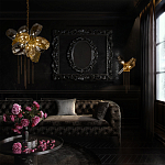 Люстра подвесная со стеклянными плафонами из дымчатого и золотистого с шестью вертикальными подвесками Gilded Mirage  варинант исполнения - 9 | Loft Concept в Твери