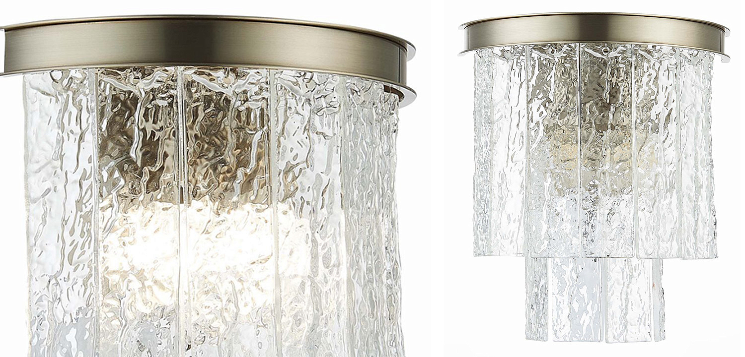 Бра Renea Textured Glass Wall Lamp Nickel Бра Renea Textured Glass Wall Lamp Nickel - Loft-Concept в Твери