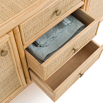 Длинный комод из ротанга с дверцами и ящиками Simone Rattan Chest of Drawers варинант исполнения - 4 | Loft Concept в Твери