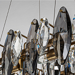 Люстра подвесная с овальными подвесками из стекла дымчатого цвета Harlow Crystal Round варинант исполнения - 3 | Loft Concept в Твери