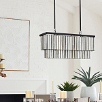 Люстра линейная прямоугольная с подвесками из натурального перламутра Nacre варинант исполнения - 5 | Loft Concept в Твери