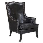 Кресло из натуральной кожи на 4-х деревянных ножках из массива бука Daniel Leather Armchair black варинант исполнения - 1 | Loft Concept в Твери