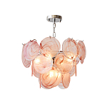 Люстра с каскадом из круглых розовых стеклянных дисков Pink Light Waterfall варинант исполнения - 2 | Loft Concept в Твери