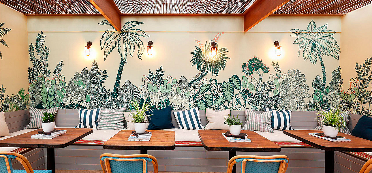 Обои ручная роспись Bahamian Beach Original colourway on Celadon painted Xuan paper Обои ручная роспись Bahamian Beach Original colourway on Celadon painted Xuan paper - Loft-Concept в Твери