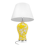 Настольная лампа желтая с изображением белых птиц Flight Among Acacia варинант исполнения - 3 | Loft Concept в Твери