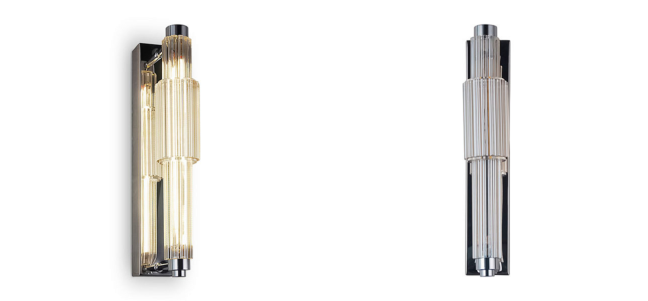 Бра с вертикальным узким плафоном Fuse Crystal Beige Бра с вертикальным узким плафоном Fuse Crystal Beige - Loft-Concept в Твери