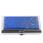 Визитница карманная металлическая с накладкой из натурального камня Лазурит Stone Business Card Holders  варинант исполнения - 1 | Loft Concept в Твери