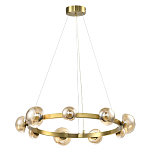Люстра подвесная светодиодная с 9-ю круглыми плафонами коньячного цвета Iona Chandelier Brass  варинант исполнения - 1 | Loft Concept в Твери