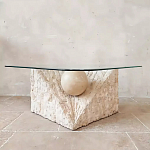 Дизайнерский журнальный стол в виде раковины с жемчужиной под прозрачной столешницей Fahin варинант исполнения - 2 | Loft Concept в Твери