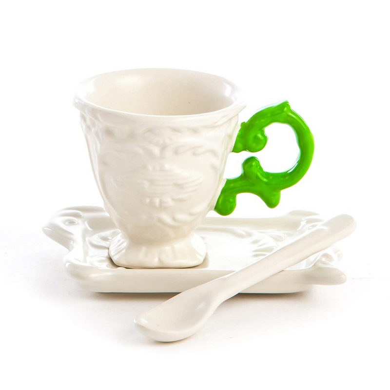 Кофейная пара Seletti I-Coffee Green Белый Зеленый Кофейная пара Seletti I-Coffee Green Белый Зеленый в Твери | Loft Concept