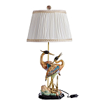 Настольная лампа с абажуром и основанием в виде двух цапель Porcelain Heron Lamp варинант исполнения - 1 | Loft Concept в Твери