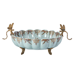 Чаша из голубого фарфора на бронзовых ножках с рисунком цветов и фигурками стрекоз Blue Garden варинант исполнения - 1 | Loft Concept в Твери