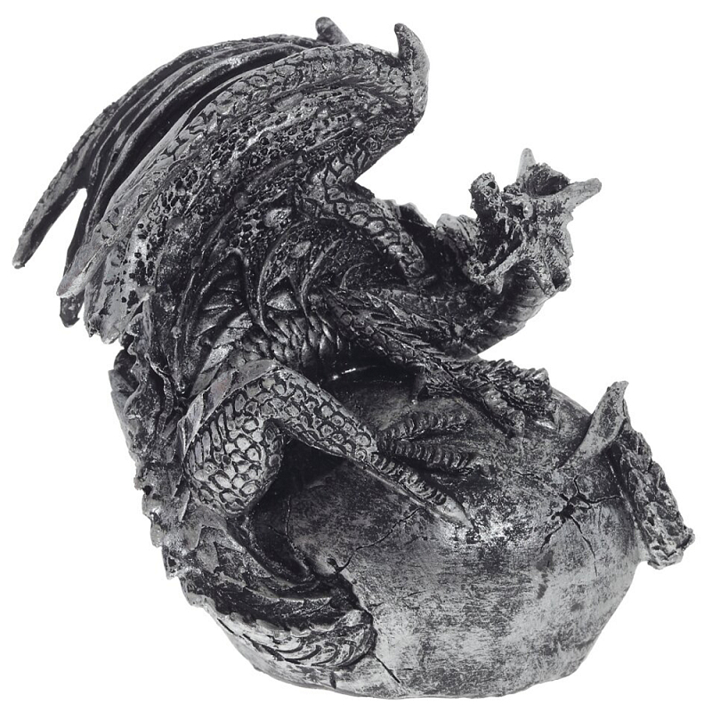 Декоративная статуэтка Дракон Silver Dragon Statuette Черно-серебристый Декоративная статуэтка Дракон Silver Dragon Statuette Черно-серебристый в Твери | Loft Concept